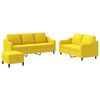 vidaXL Ensemble de canap&eacute;s 3 pcs avec coussins Jaune clair Tissu