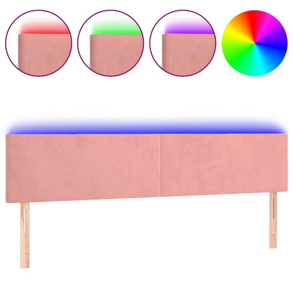vidaXL T&ecirc;te de lit &agrave; LED Rose 180x5x78/88 cm Velours