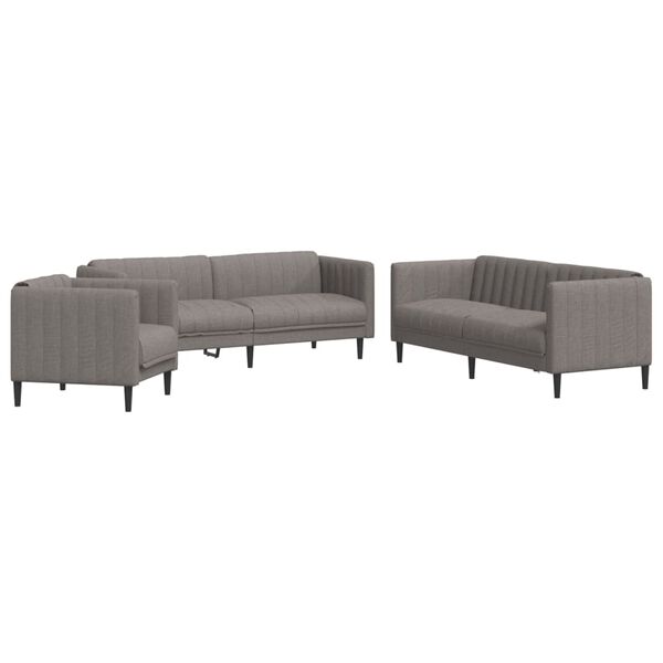 vidaXL Ensemble de canap&eacute;s 3 pcs taupe tissu