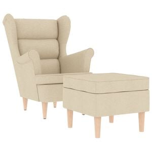 vidaXL Fauteuil avec repose-pied Cr&egrave;me Tissu