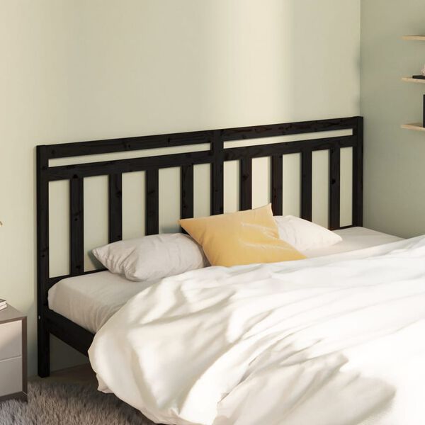 vidaXL T&ecirc;te de lit Noir 206x4x100 cm Bois massif de pin