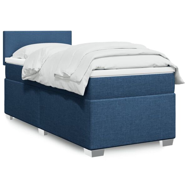 vidaXL Sommier &agrave; lattes de lit avec matelas Bleu 80x200 cm Tissu