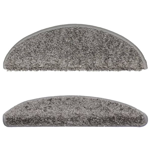 vidaXL Tapis d'escalier 10 pièces 56 x 17 x 3 cm Gris Demi-rond