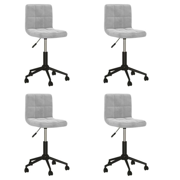 vidaXL Chaises pivotantes &agrave; manger lot de 4 gris clair velours