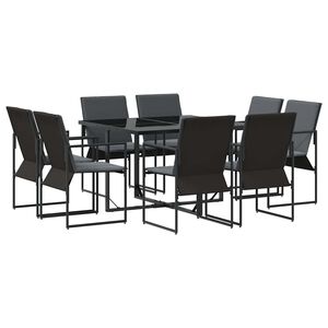 vidaXL Ensemble de salle &agrave; manger pour jardin 9 pcs Noir Acier