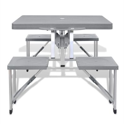 vidaXL Ensemble de table pliable de camping avec 4 tabourets aluminium