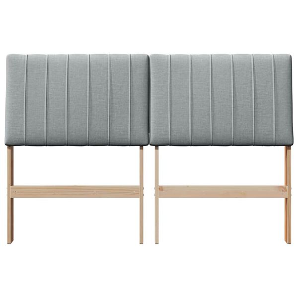 vidaXL T&ecirc;te de lit capitonn&eacute;e Gris clair 135 cm Pin massif