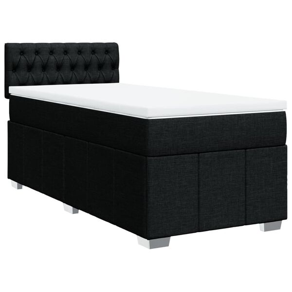 vidaXL Sommier &agrave; lattes de lit avec matelas Noir 90x190 cm Tissu