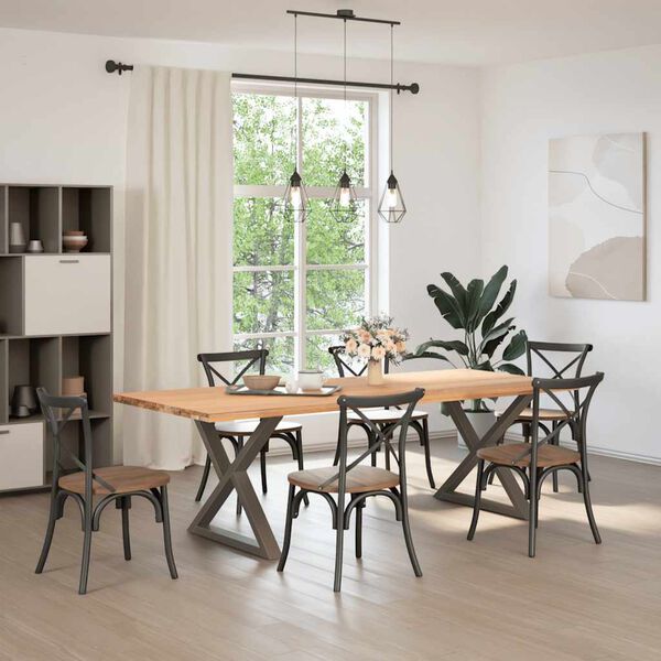 vidaXL Pieds de table &agrave; manger 2 pi&egrave;ces Acier naturel 90 x (72-73,3) cm Acier