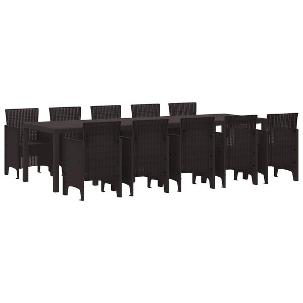 vidaXL Ensemble de salle &agrave; manger pour jardin 11 pcs Marron Rotin
