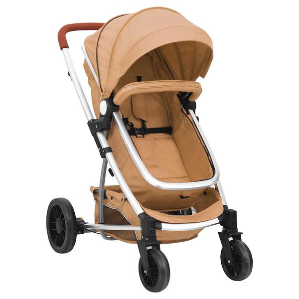 vidaXL Poussette pour b&eacute;b&eacute; 2-en-1 Taupe Aluminium