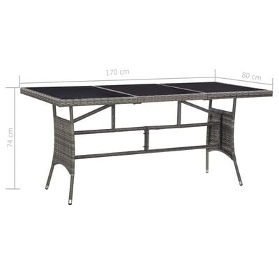 vidaXL Table de jardin Gris 170x80x74 cm Résine tressée