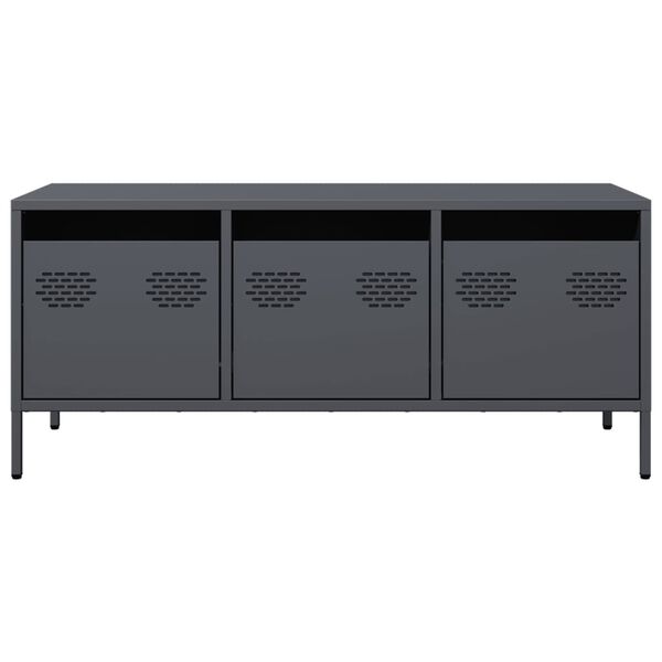 vidaXL Meuble TV anthracite 101,5x39x43,5 cm acier lamin&eacute; &agrave; froid