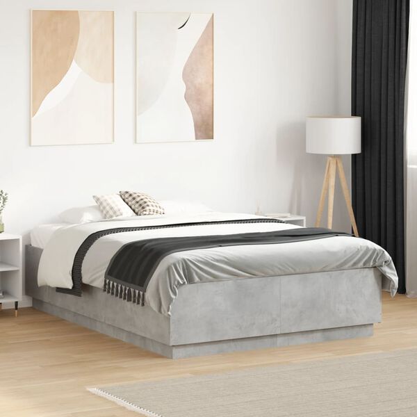 vidaXL Cadre de lit sans matelas gris b&eacute;ton 135x190 cm