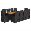 vidaXL Ensemble &agrave; manger de jardin 11 pcs coussins noir r&eacute;sine tress&eacute;e