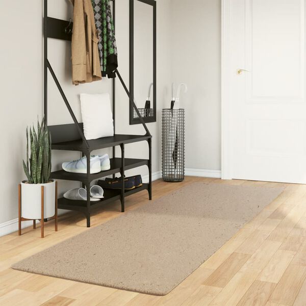 vidaXL Tapis HUARTE &agrave; poils courts doux et lavable sable 80x250 cm