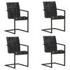 vidaXL Chaises &agrave; manger cantilever lot de 4 noir cuir v&eacute;ritable