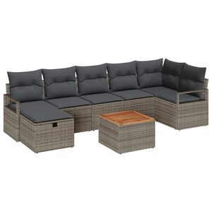 vidaXL Ensemble de canap&eacute; de jardin 8 pc Gris polyrotin
