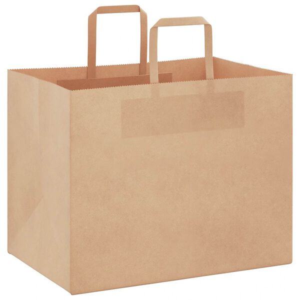 vidaXL Sacs en papier 250 pcs avec poign&eacute;es marron 32x22x24 cm