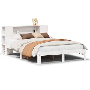 vidaXL Lit biblioth&egrave;que sans matelas blanc 120x190 cm bois pin massif