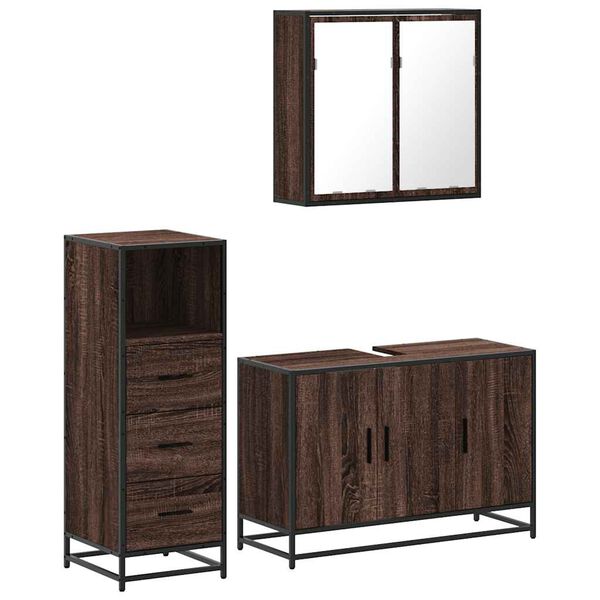 vidaXL Ensemble de meubles de salle de bain 3 pcs Ch&ecirc;ne marron