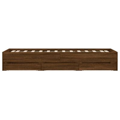 vidaXL Cadre de lit avec tiroirs sans matelas chêne marron 90x190 cm