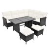 vidaXL Salon de jardin 4 pcs avec coussins R&eacute;sine tress&eacute;e Noir