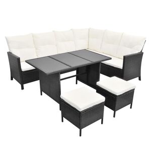vidaXL Salon de jardin 4 pcs avec coussins R&eacute;sine tress&eacute;e Noir