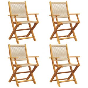 vidaXL Chaises pliantes 4 pi&egrave;ces Beige Bois massif Acacia