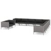 vidaXL Salon de jardin 11 pcs avec coussins R&eacute;sine tress&eacute;e Gris fonc&eacute;