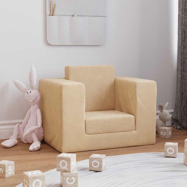 vidaXL Canap&eacute;-lit pour enfants Cr&egrave;me Peluche douce