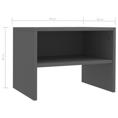 vidaXL Table de chevet Gris 40 x 30 x 30 cm Aggloméré