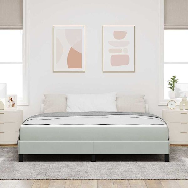 vidaXL Lit &agrave; ressorts avec matelas Gris clair 180 x 220 cm tissu