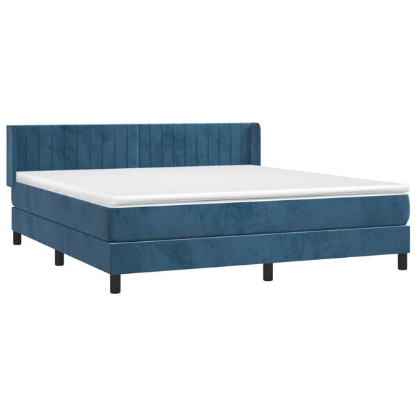 vidaXL Sommier &agrave; lattes de lit et matelas Bleu fonc&eacute; 180x200cm Velours