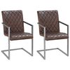 vidaXL Chaises &agrave; manger cantilever lot de 2 marron cuir v&eacute;ritable