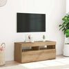 vidaXL Meuble TV avec lumi&egrave;res LED ch&ecirc;ne artisanal bois d'ing&eacute;nierie