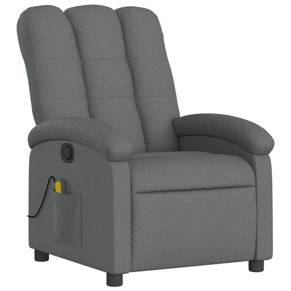 vidaXL Fauteuil inclinable de massage gris fonc&eacute; tissu