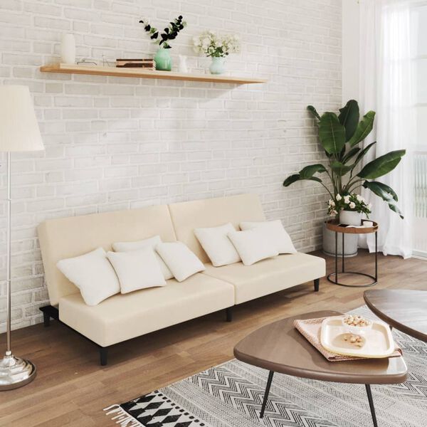 vidaXL Canap&eacute;-lit &agrave; 2 places Cr&egrave;me Velours