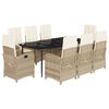 vidaXL Ensemble &agrave; manger de jardin et coussins 9 pcs beige Poly rotin