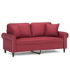 vidaXL Canap&eacute; 2 places avec oreillers bordeaux 140 cm similicuir