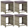 vidaXL Tabourets de jardin lot de 4 avec coussins R&eacute;sine tress&eacute;e Gris