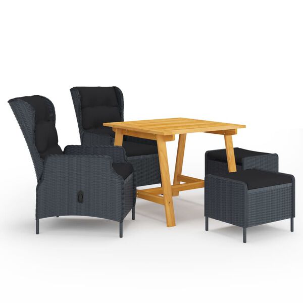 vidaXL Ensemble &agrave; manger de jardin 5 pcs Gris fonc&eacute;