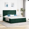 vidaXL Cadre de lit ottoman avec matelas vert fonc&eacute; 200x200 cm velours