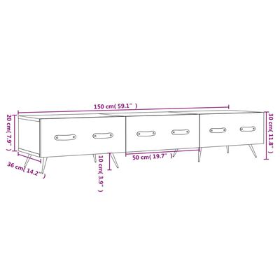 vidaXL Meuble TV gris béton 150x36x30 cm bois d'ingénierie