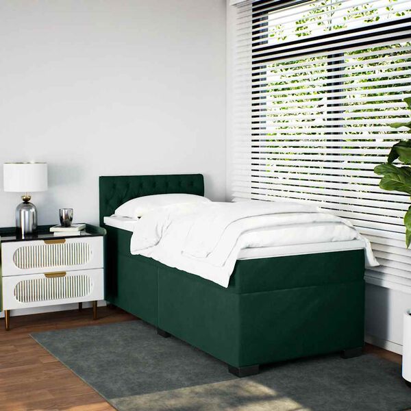 vidaXL Sommier &agrave; lattes de lit avec matelas Vert fonc&eacute; 100x200 cm