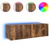 vidaXL Meuble TV mural avec lumi&egrave;res LED ch&ecirc;ne fum&eacute; 100x35x31 cm