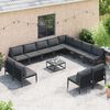 vidaXL Ensemble de canap&eacute; de jardin avec coussin 13 pcs Noir Acier