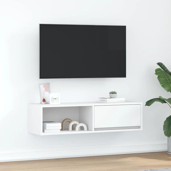 vidaXL Meuble TV blanc 100x31x25,5 cm bois d'ing&eacute;nierie