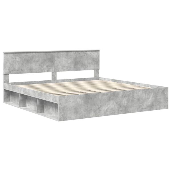 vidaXL Cadre de lit avec t&ecirc;te de lit B&eacute;ton 200 x 200 cm Pin massif