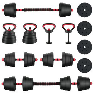 vidaXL Set d'halt&egrave;res 4-en-1 40 kg Noir et Rouge